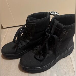 Doc Martens Air Wair Black Lace-Up Canvas Combat Boots for Women